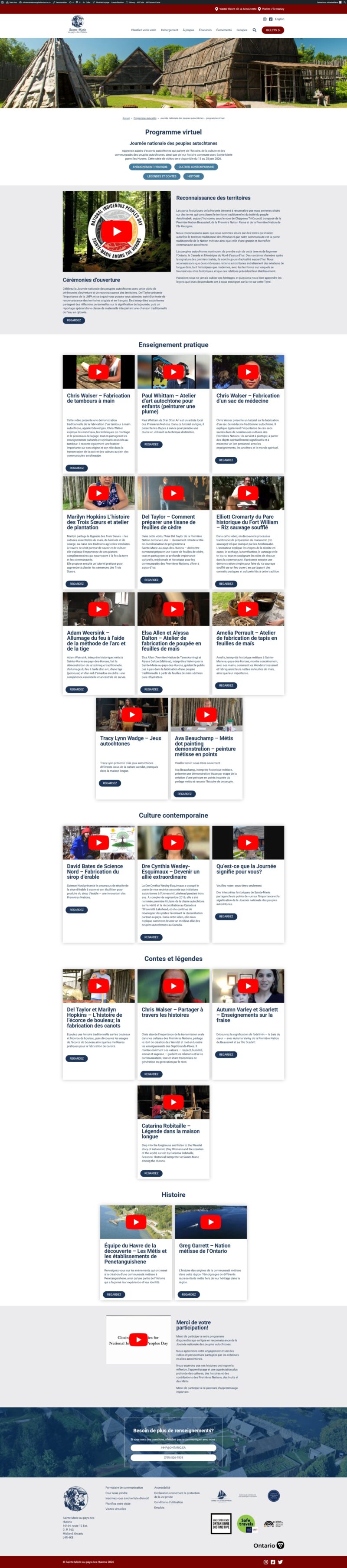 Capture d’écran de la page des profils des présentateurs en ligne pour l’événement du programme en ligne pour la Journée nationale des peuples autochtones