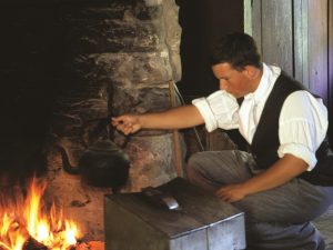 Richard Pye boiling water kettle inside Commanding Officer’s Kitchen