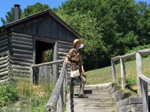 side view of the Blacksmith Shop with stairs